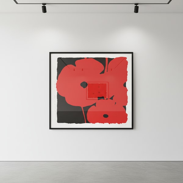 Donald Sultan - Big Red, 2014, Color silkscreen with enamel inks , flocking and tar-like texture on 4-ply museum board