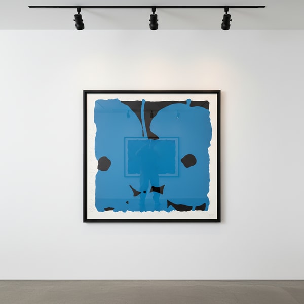 Donald Sultan - Blue Poppies, Aug 17, 2022, Color Silkscreen with enamel inks, flocking, and tar-like texture on Rising 2-...