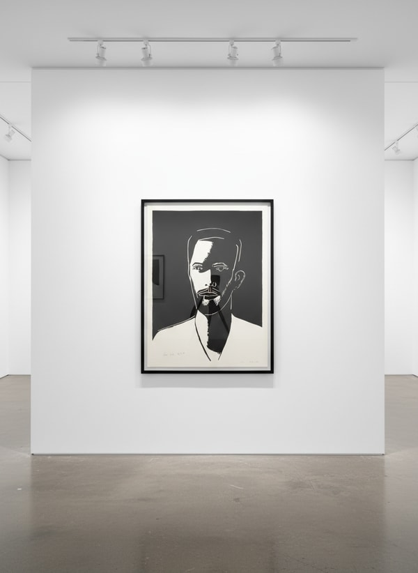 Alex Katz - Daniel Black & White, 2016, 1-color woodblock on Somerset Satin White 300 gsm fine art paper