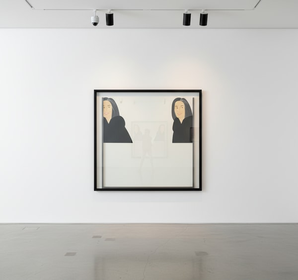 Alex Katz - Double Ada, 2016, Silkscreen inks printed on shaped aluminum panels (front and back),
attached to brushed alu...