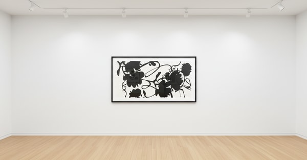 Donald Sultan - Lantern Flowers, Feb 19, 2013, 2013, Color screen print w/enamel inks and tar-like texture on 2-ply museum...