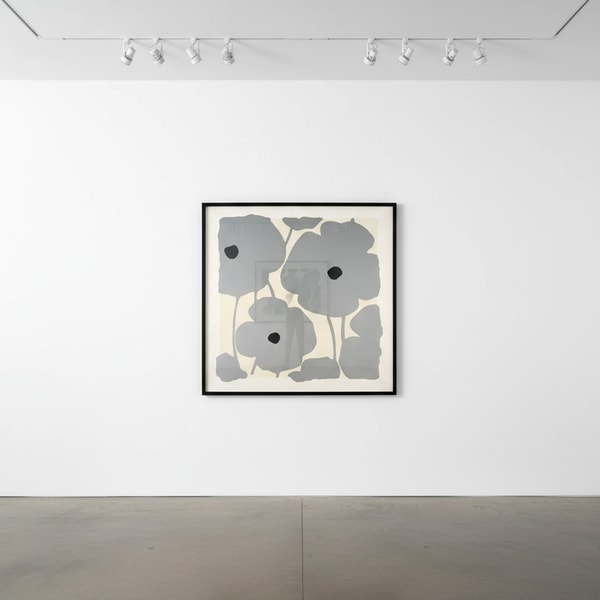 Donald Sultan - Seven Silvers Jan. 24, 2024, Color silkscreen with enamel inks, flocking, and tar-like texture on Rising 4...