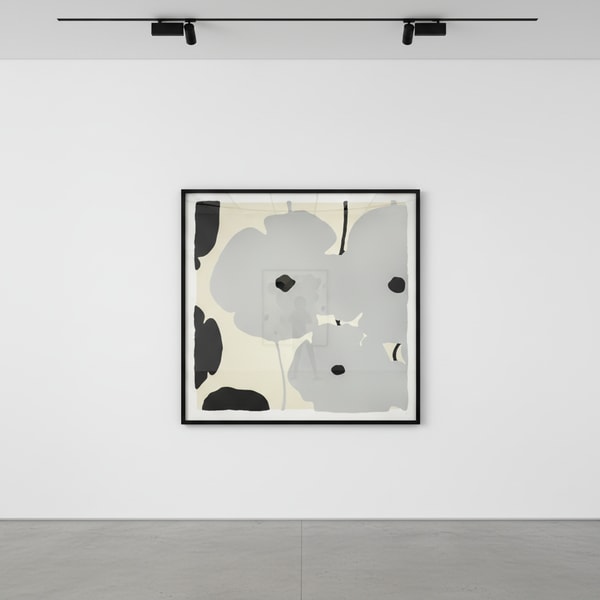 Donald Sultan - Silver and Black Poppies, 2020, Silkscreen with overprinted flocking on 4-ply Rising Museum Board