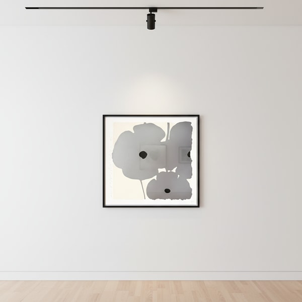 Donald Sultan - Silver Poppies, Sept 7, 2022, Color Silkscreen with enamel inks, flocking, and tar-like texture on Rising ...