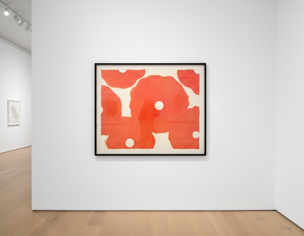 Donald Sultan - Six Poppies (red), 2023, Color silkscreen with enamel inks, flocking, and over printed flocking on Somerse...