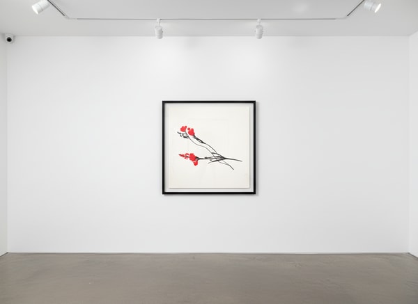 Donald Sultan - Three Freesias red, 2024, Archival pigment ink on Japanese mulberry 110 gsm fine art paper