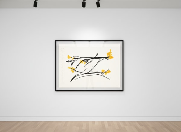 Donald Sultan - Three Freesias yellow, 2024, Archival pigment ink on Japanese mulberry 110 gsm fine art paper