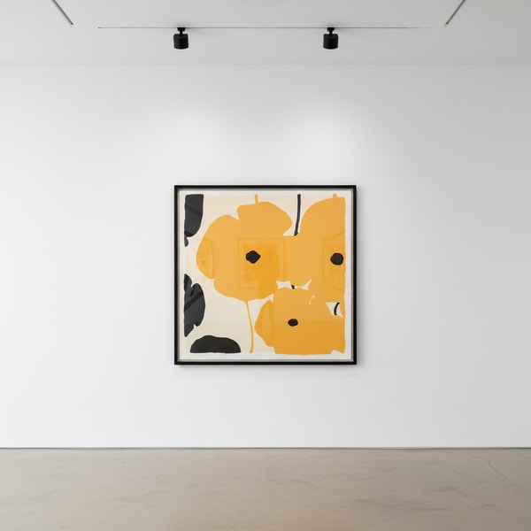 Donald Sultan - Yellow and Black Poppies, 2020, Silkscreen with overprinted flocking on 4-ply Rising Museum Board