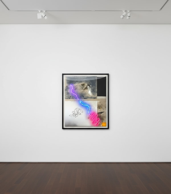 Vincent Chung - Heavy Load You Tow, 2021, Acrylic, oil sticks, olive oil, dirt, irrigation strings, spray paint, pastel, t...