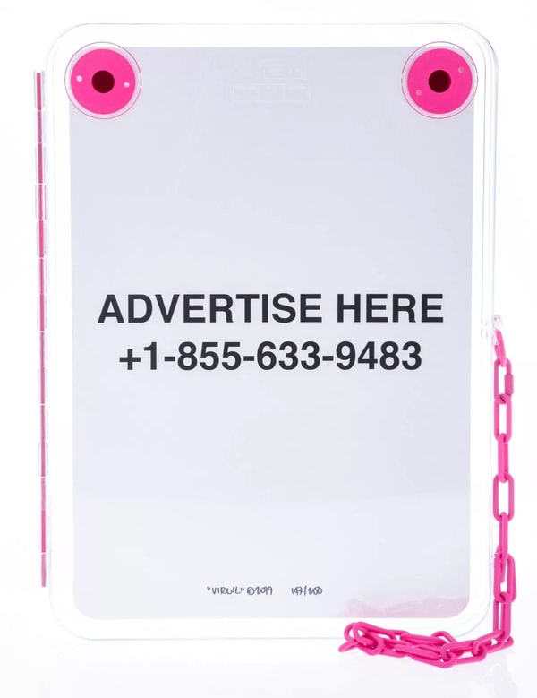 Virgil Abloh - Advertise Here with Clear Canvas, 2019, Transparent lithographic print with crystal styrene, PMMA and mould...