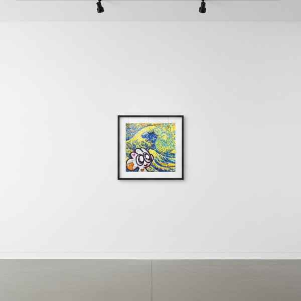 Yusuke Toda - YUM and The Great Wave off Kanagawa, 2025, Mixed media on canvas