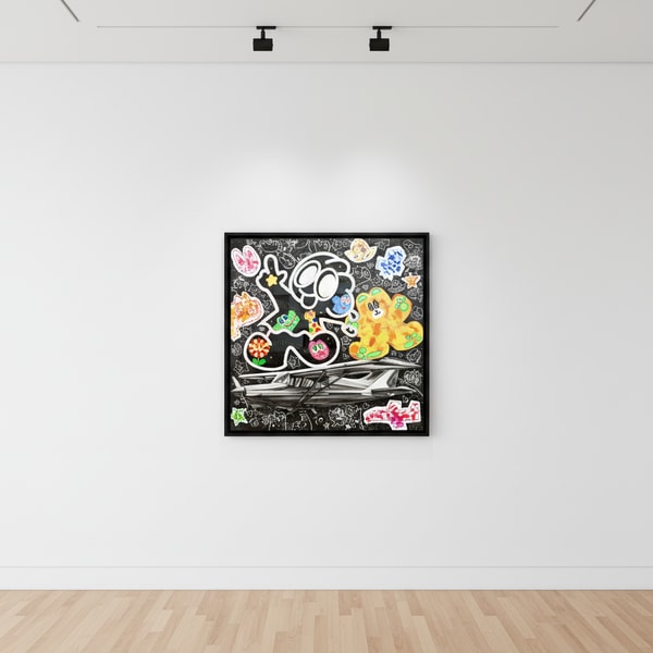 Yusuke Toda - YUM POM Flying the Sky, 2025, Mixed media on canvas