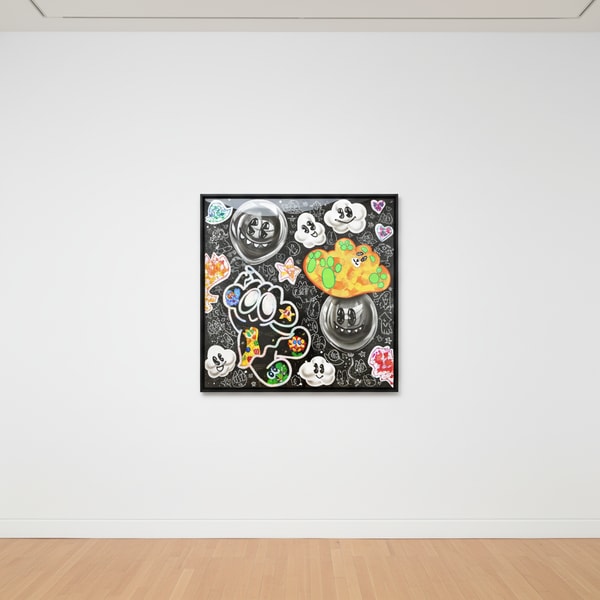 Yusuke Toda - YUM POM with Adorable Balloons, 2025, Mixed media on canvas